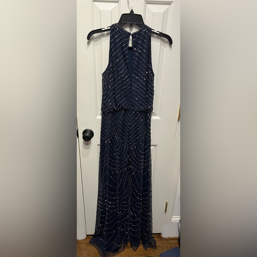 Adrianna Papell Art Deco Beaded Floor Length Gown Size 6